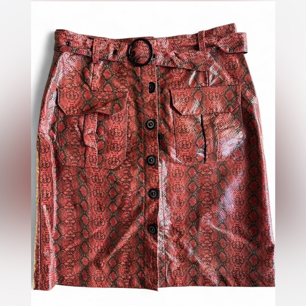 Urban Outfitters Red Snake Print Pencil Skirt